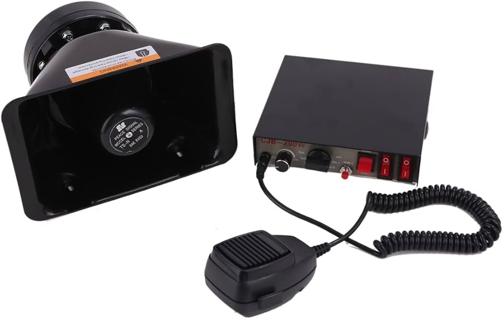 Amazon.co.jp: ハイパワー 200W 車載 拡声器 12V 24V サイレン付