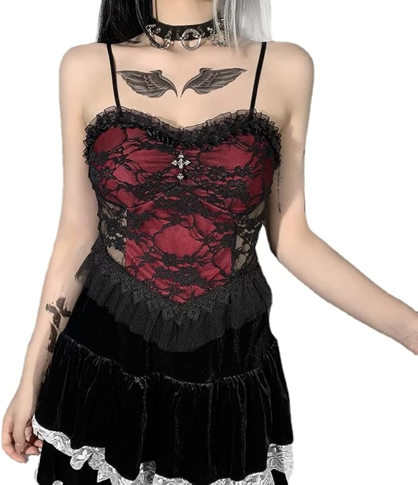 Women's Fairycore Corset Top Straps Bustier Y2K Fashion Zip Back