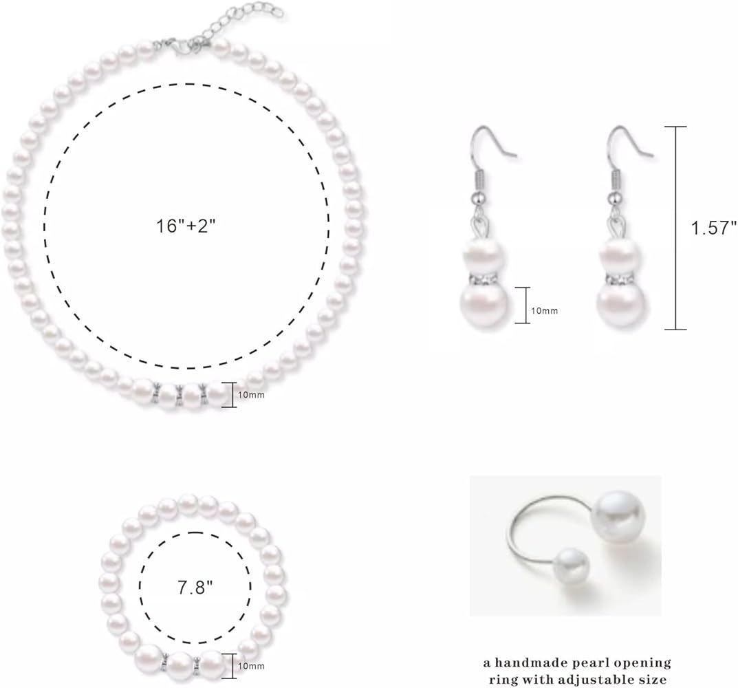 Amazon.com: Tatibana 4 Pcs Pearl Jewelry Set 1920s Costume Jewelry