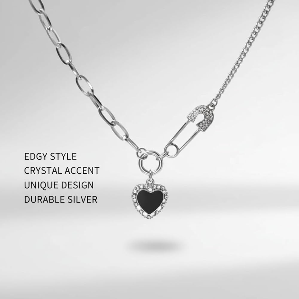 Amazon.com: SIXAOAZZ Safety Pin Necklace Heart Pendant Sweet Cool