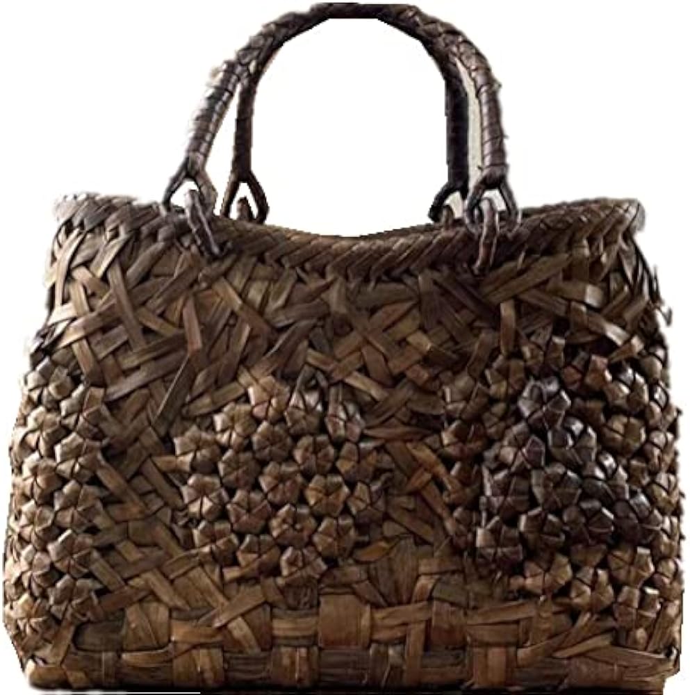 Amazon | [山葡萄] 胡桃 かごバッグ 【花編み/市松編み/乱れ編み/内布