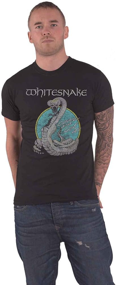 Amazon | Whitesnake T Shirt Circle Snake Band Logo 新しい 公式