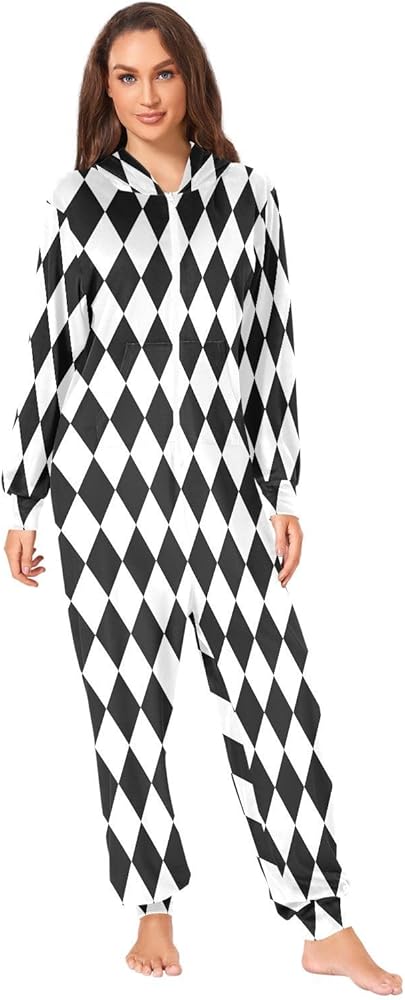 Amazon.com: PBJCKAH Checkered Black and White Grid Adult Onesie