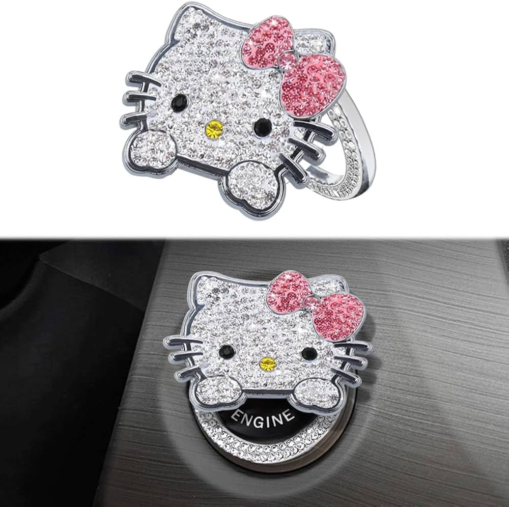 Amazon.co.jp: YOLRIND 車のプッシュスタートボタンカバー、かわいい猫