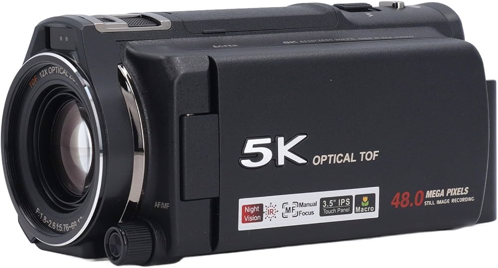 Amazon | 12X 光学ズーム デジタル ビデオ ビデオ カメラ 5K、30FPS