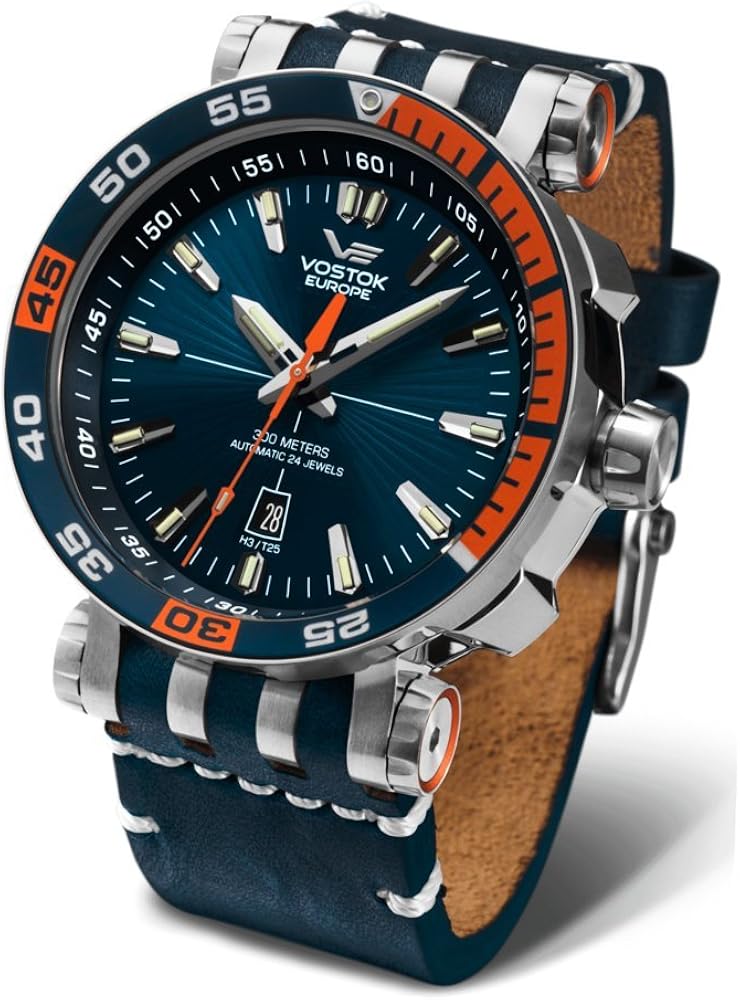 Amazon.com: Vostok Europe Energia 2 NH35-575A279 Leather Blue