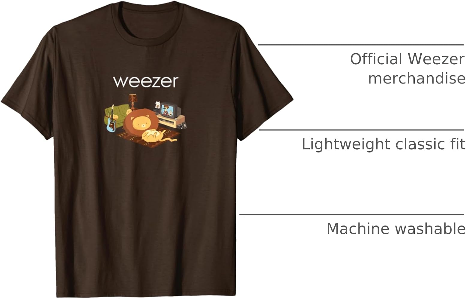 Amazon.com: Weezer - Lion On The Floor T-Shirt : Clothing, Shoes