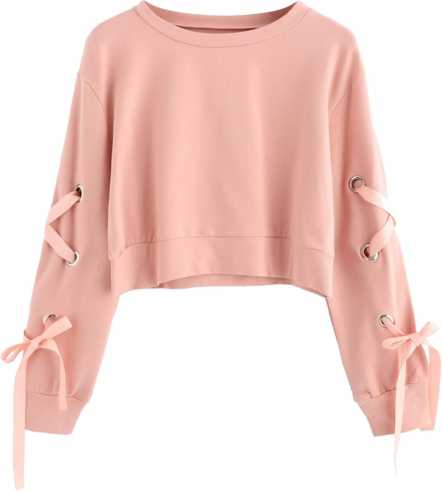 Amazon.com: SweatyRocks Women's Casual Lace up Long Sleeve