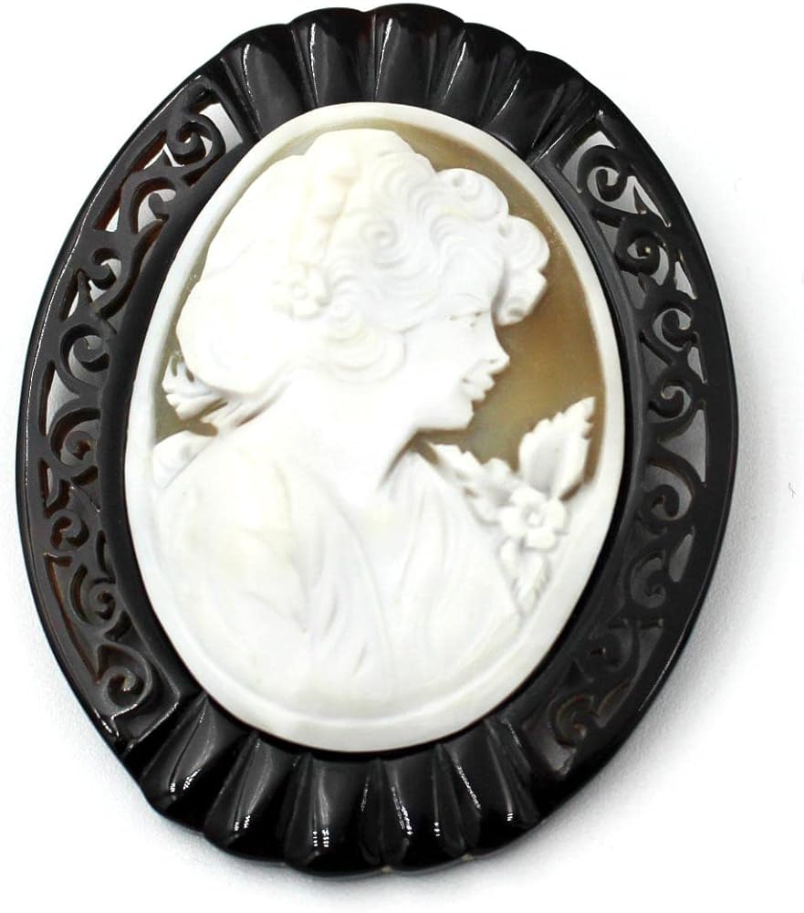 Amazon | 本べっ甲枠 カメオ ブローチ ペンダントにもなる 2WAY（のし