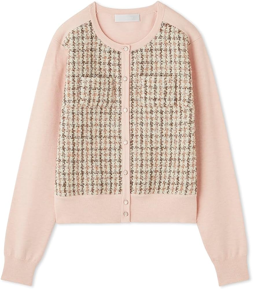 Amazon | [セルフォード] ツィードドッキングニットカーディガン