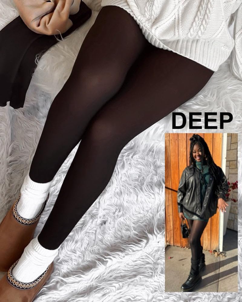 Geerta Fleece Lined Tights Tan Plus Size Womenswear Magic Fleece