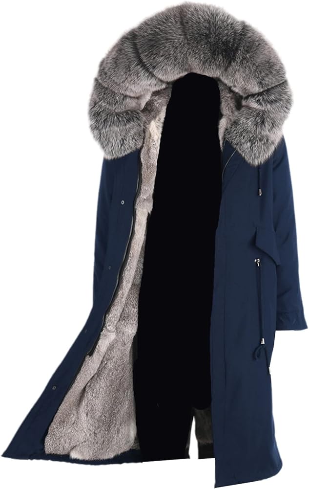Winter Jacket Men's Lengthened Parka Coat Wool Coat Natural Fur