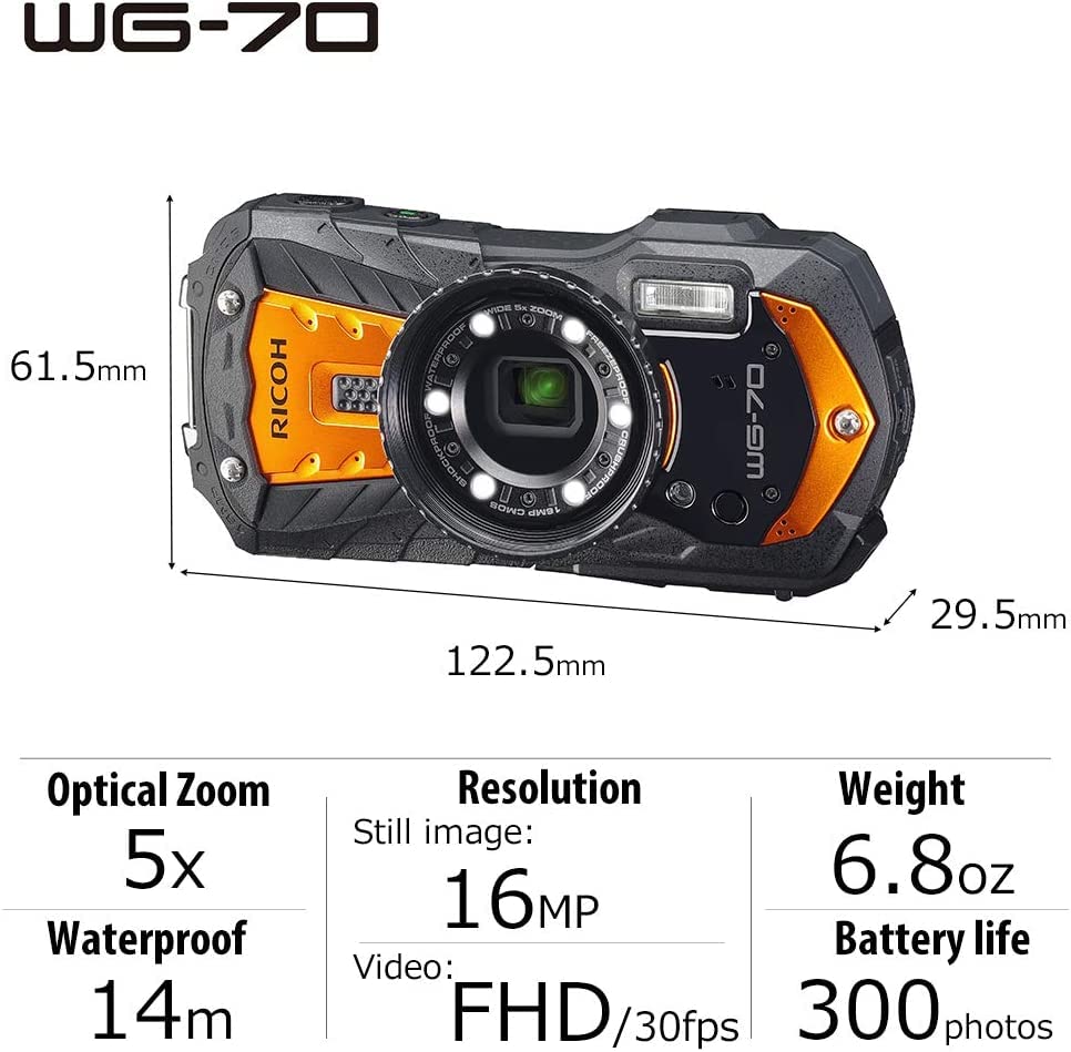 Amazon | RICOH WG-70 オレンジ リコー本格防水デジタルカメラ 14m防水