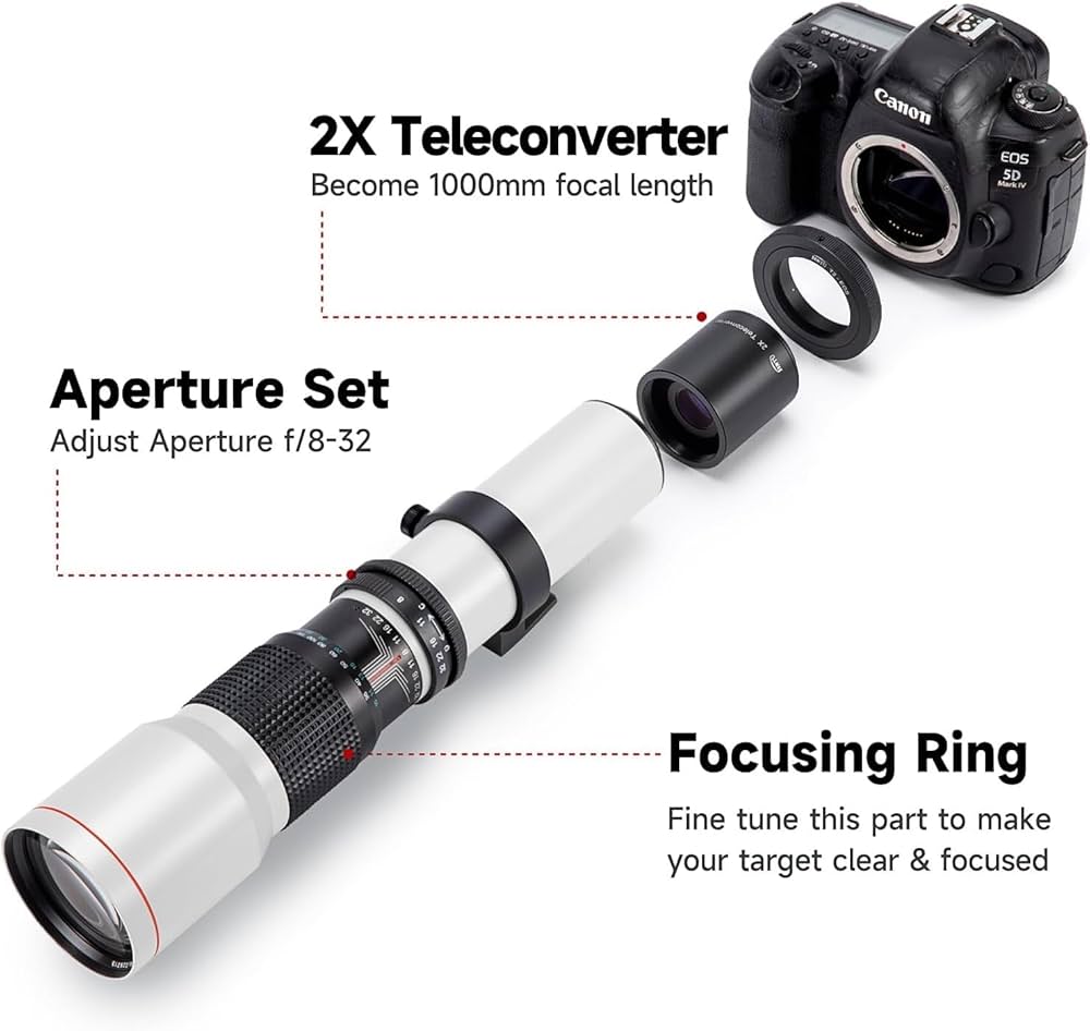 Amazon.co.jp: JINTU 500mm/1000mm f / 8キヤノンEOS用マニュアル望遠