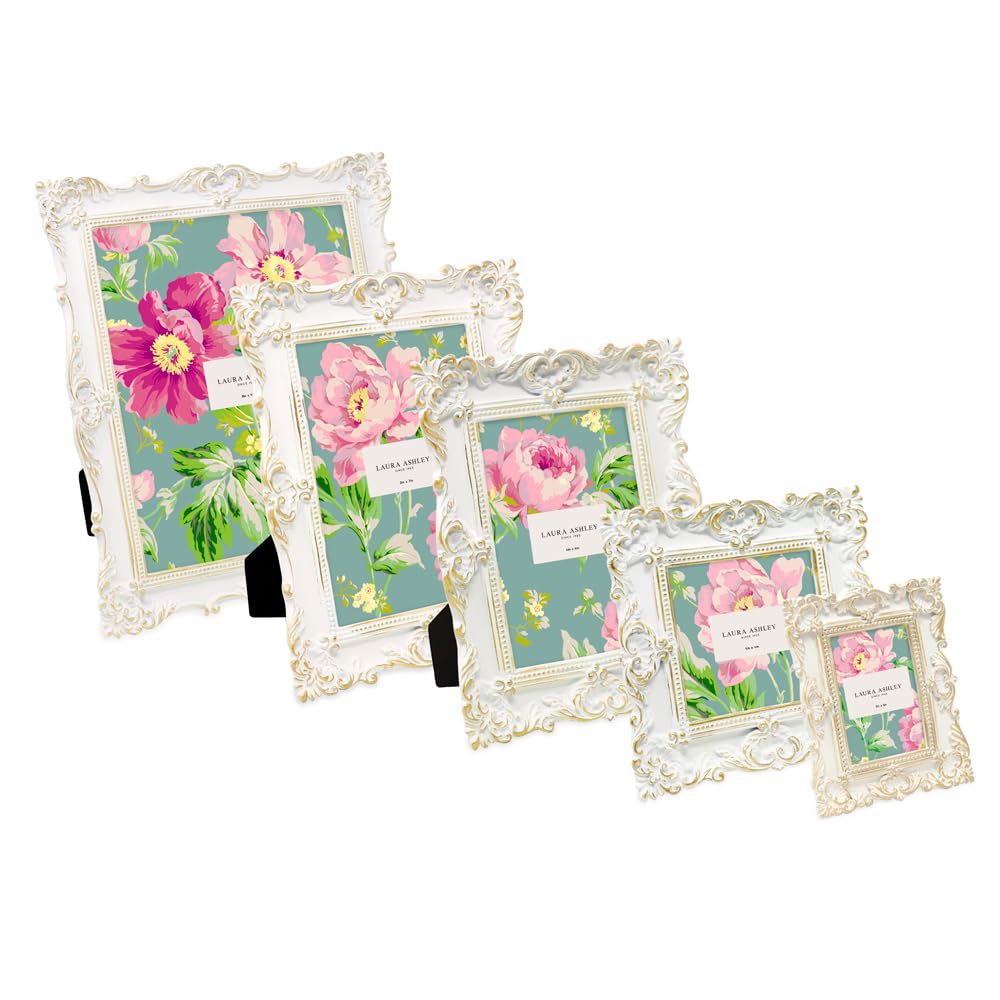 Amazon.com - Laura Ashley 4x4 White & Gold Ornate Textured Hand