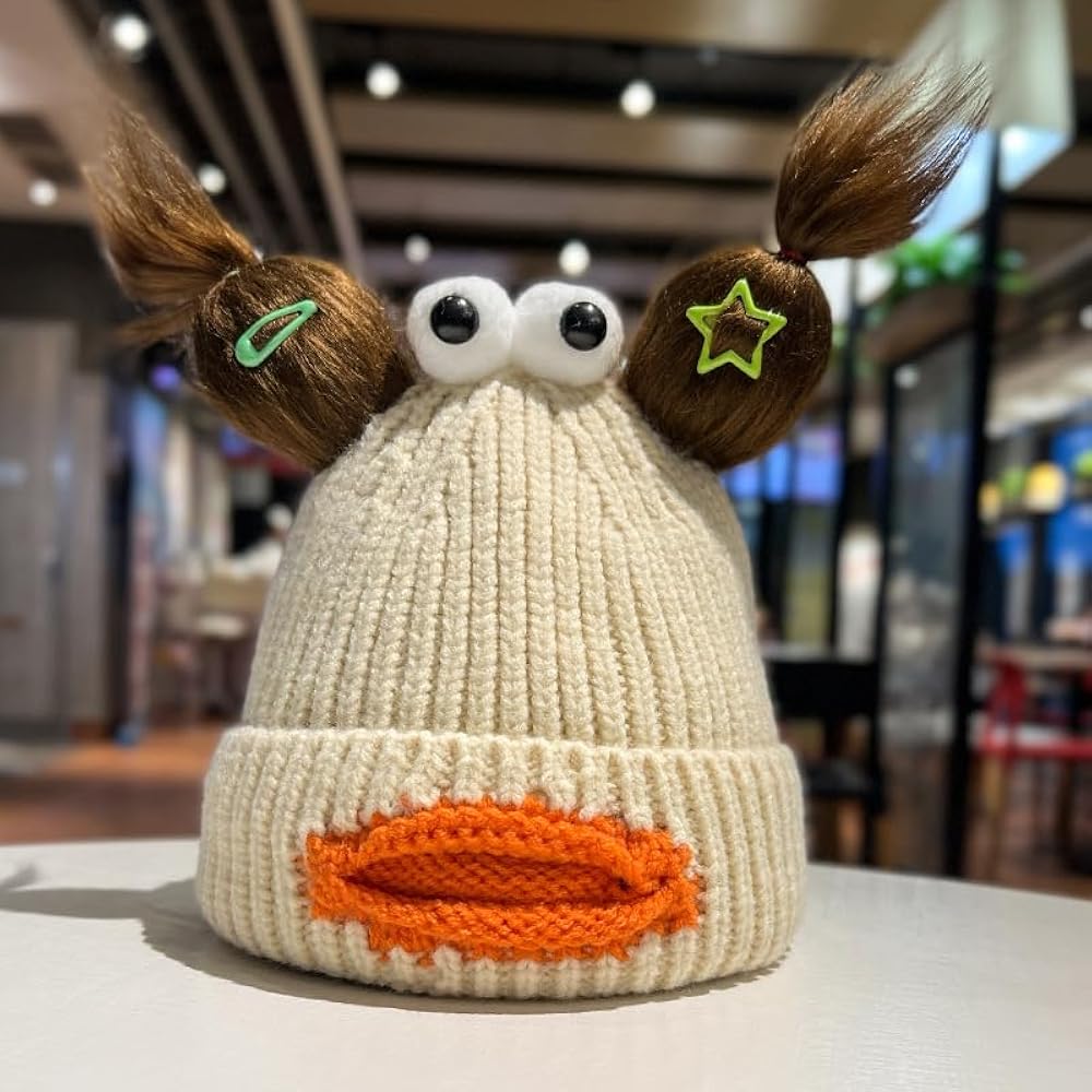 HOKMAH Cute Knit Beanie Hat Women, Crochet Floppy Boho Knitting