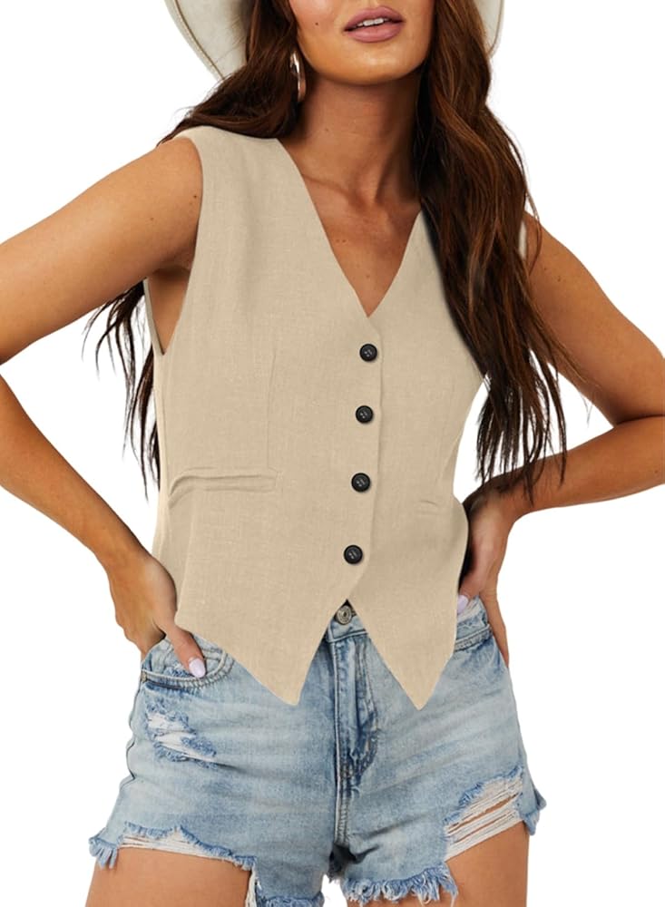 Dokotoo Women's Suit Vest Tops 2026 Dressy Casual Business Button