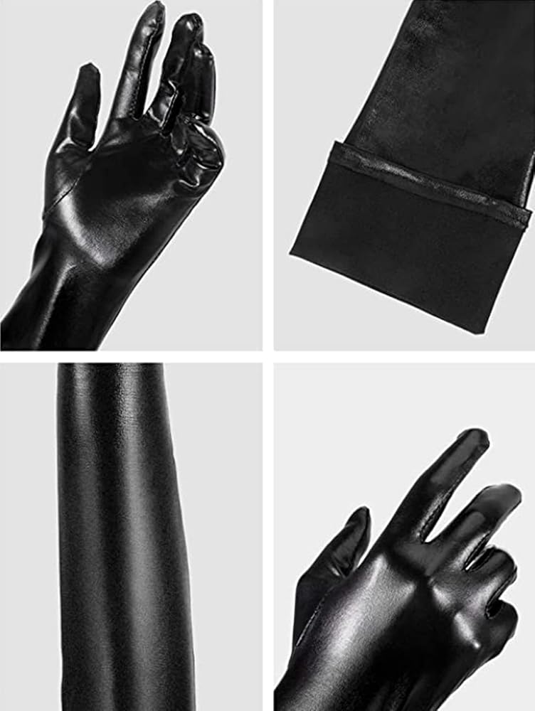 Amazon | LXLUOOアダルトセクシーロンググローブ、フェイクレザー