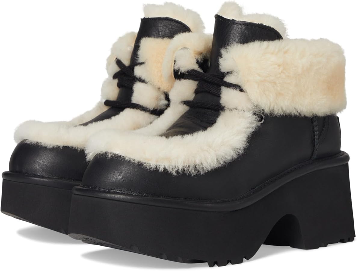Amazon.com | UGG Women's Esmee Leather Lace Up Boot, Black, 9