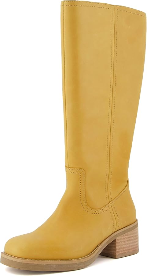 Amazon.com | CUSHIONAIRE Sawyer Genuine Leather Tall Chunky Heel