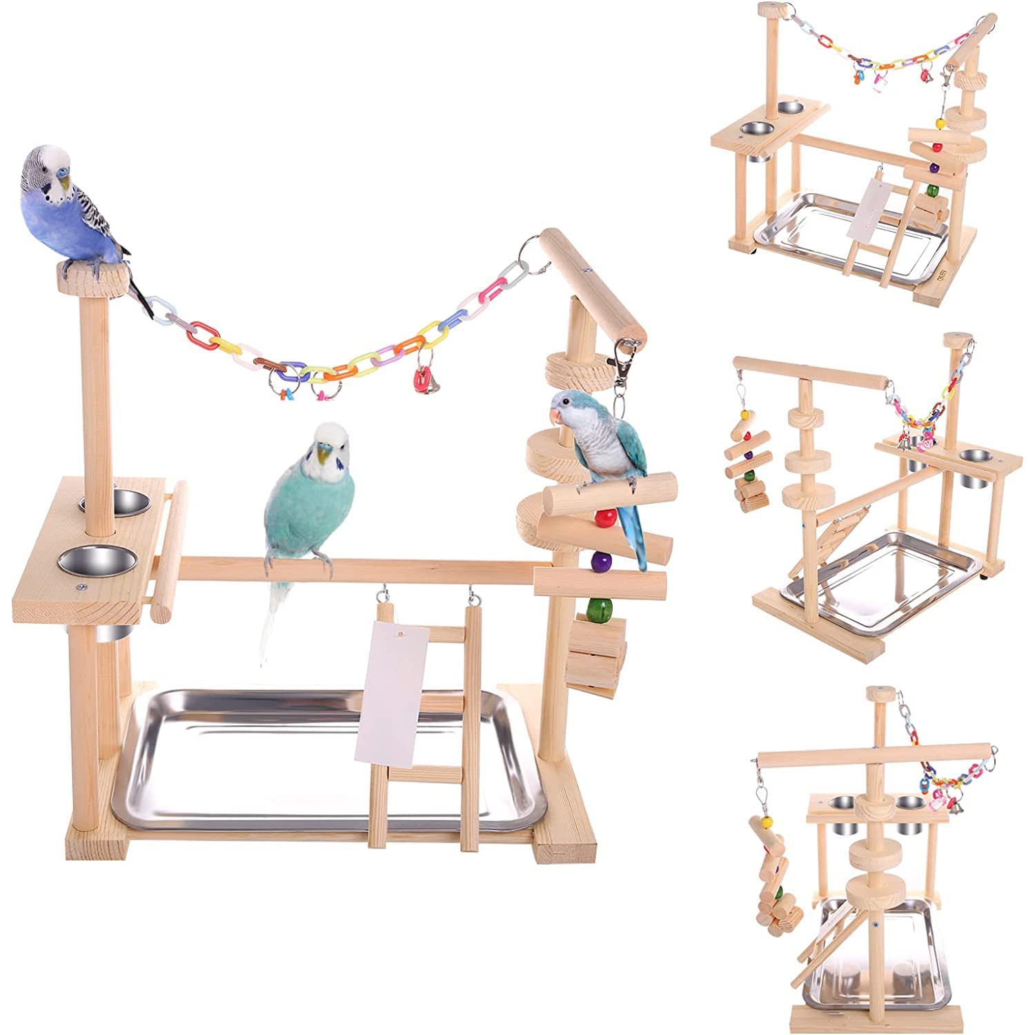 Amazon | インコ 遊び場 止まり木 バードアスレチック パーチ 天然木