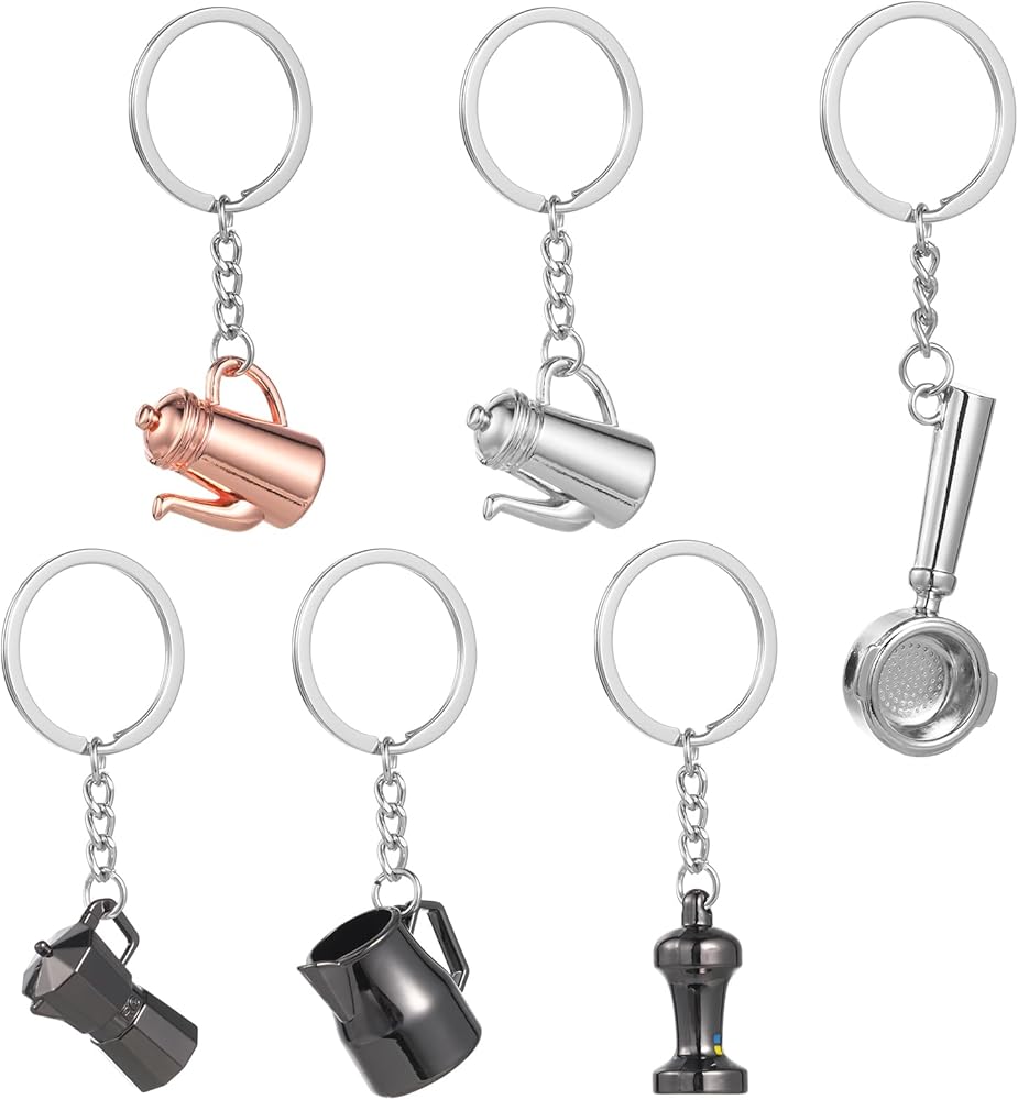 Amazon.com: 6Pcs Coffee Series Charm Keychain Sets Coffee Pitcher