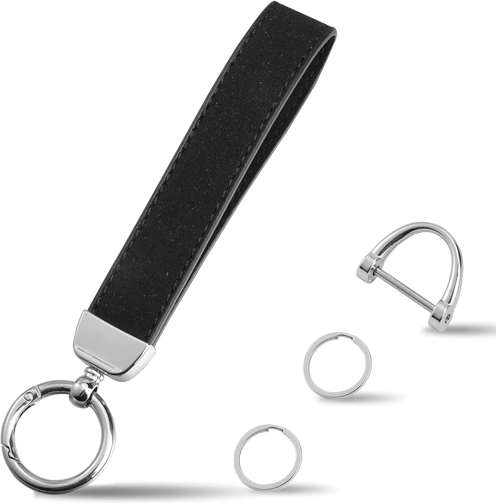 Weixiltc Leather Wristlet Keychain, Car Key Chain Holder with 2