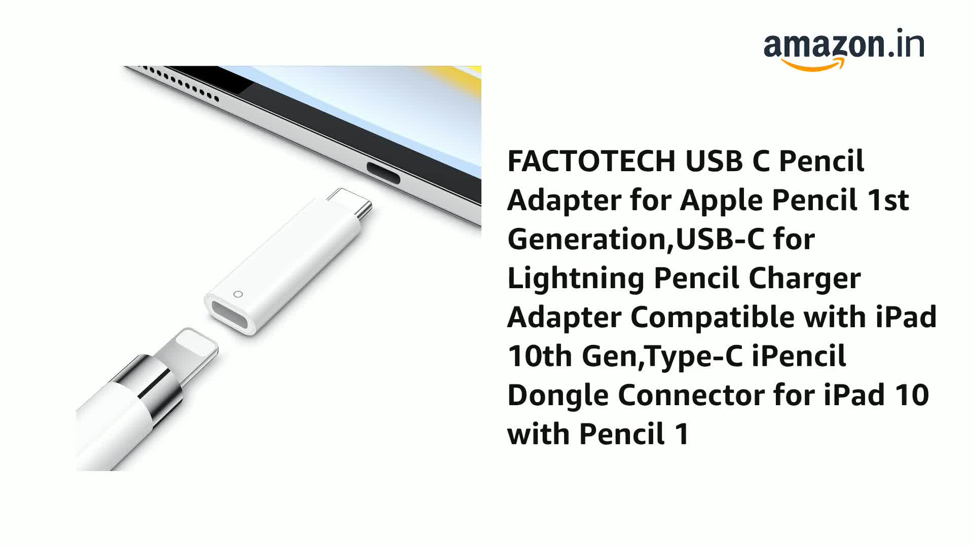 FACTOTECH USB C Pencil Adapter for Apple Pencil 1st Generation,USB