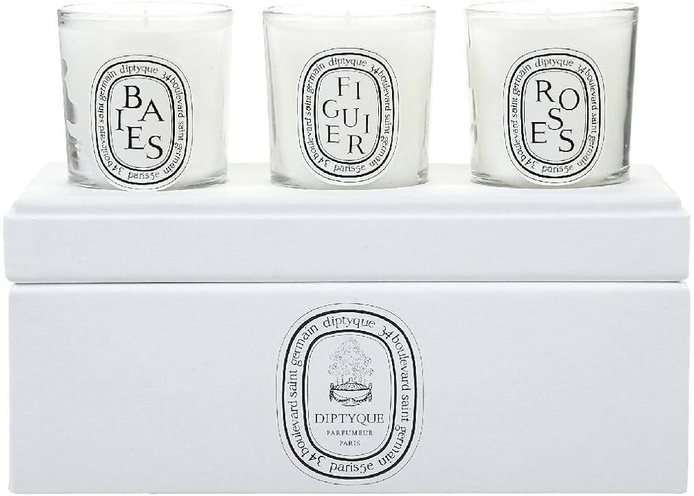 Amazon.com: Diptyque Votive Candle Trio-Baies, Figuier, Roses-3 ct