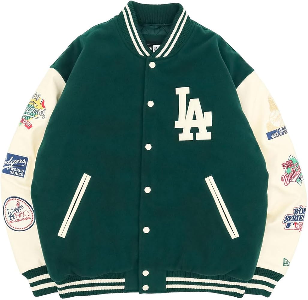 Amazon | [ニューエラ] 韓国企画 ジャケット MLBスタジャン LAグリーン