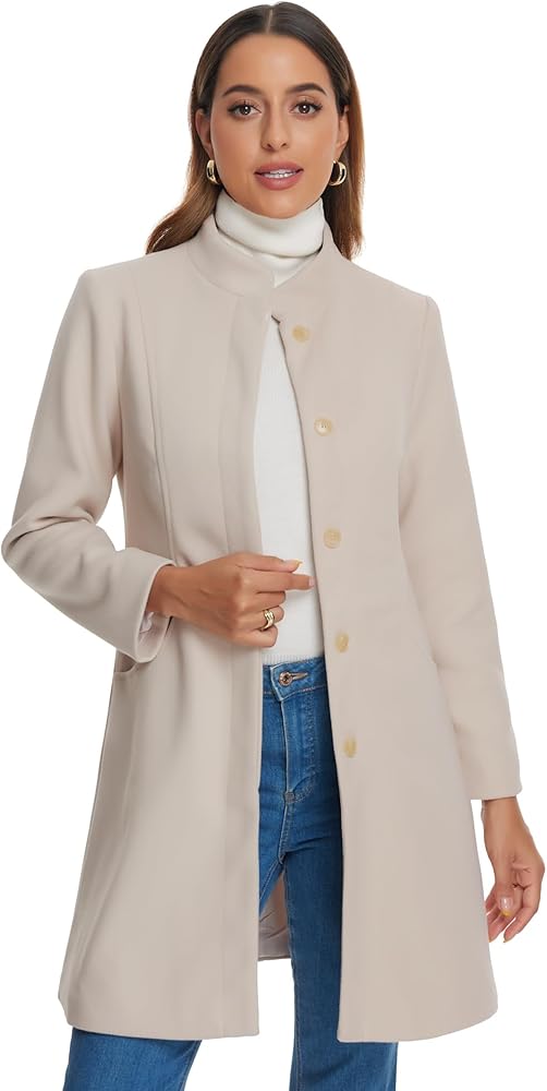 Amazon.com: Allegra K Stand Collar Coats for Women's Elegant Slim