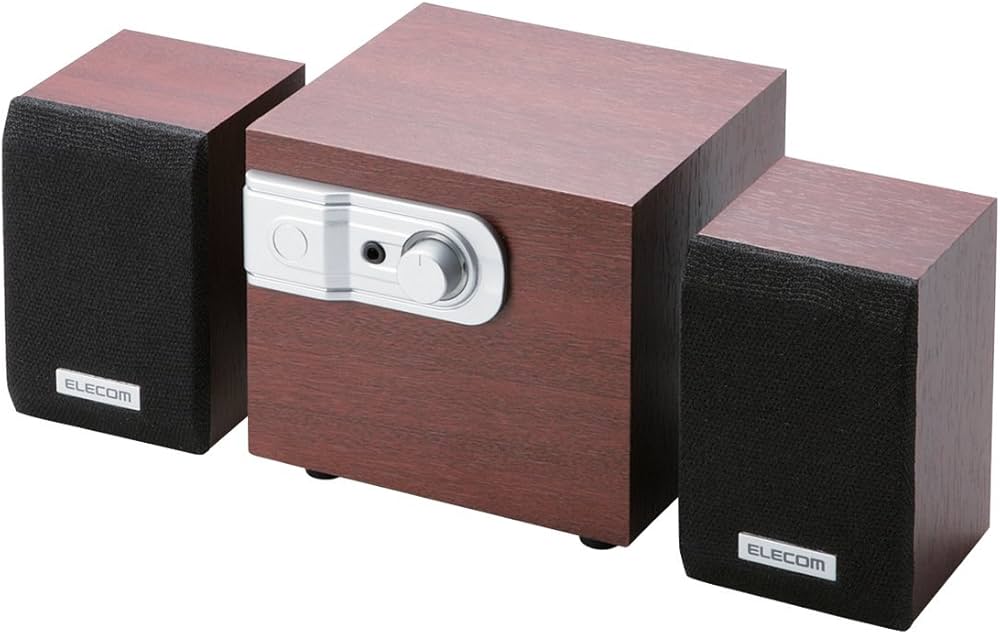 Amazon | エレコム スピーカー 12W 2.1ch 木製 チェリーウッド MS