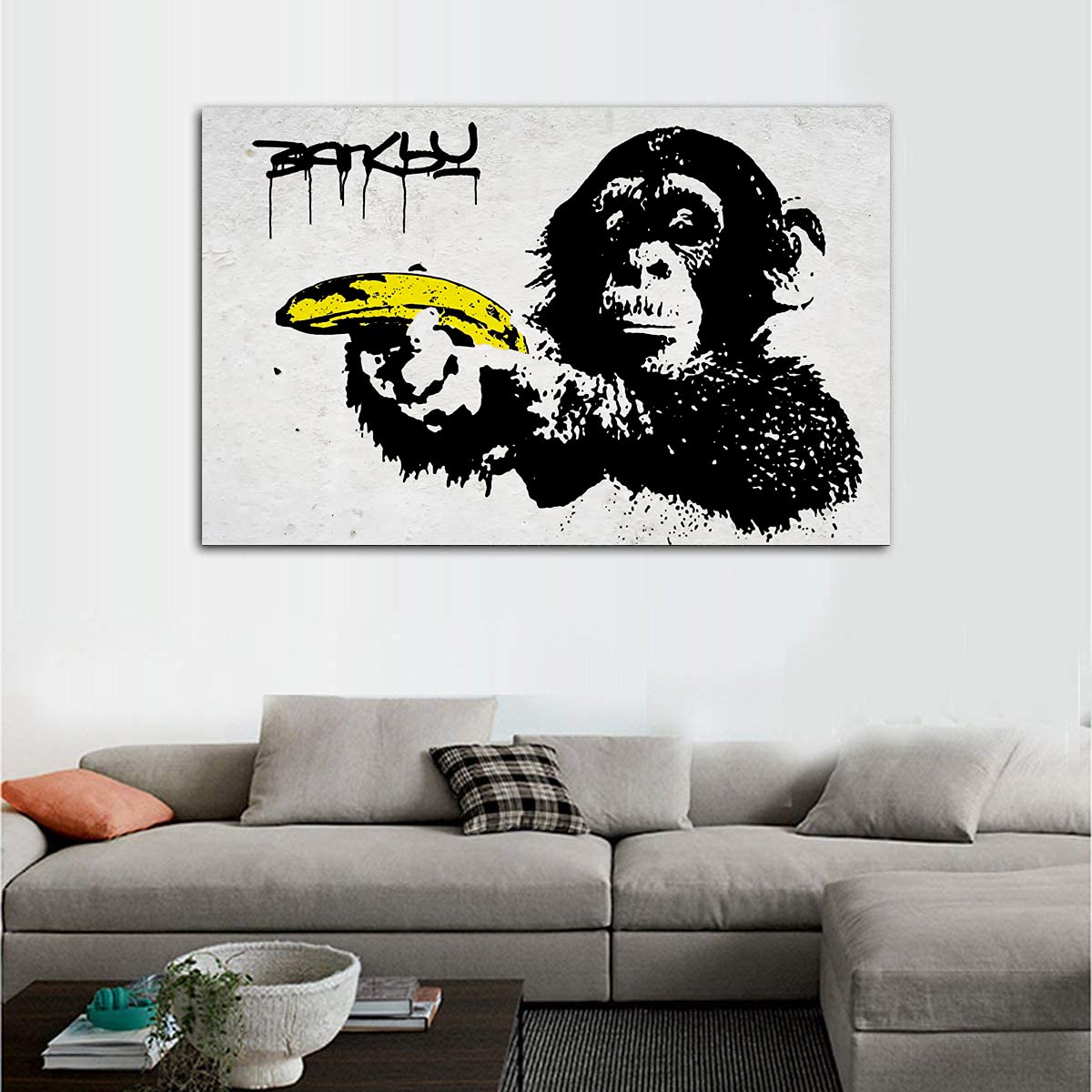 Amazon.co.jp: バンクシー アートパネル ポスターゴリラがバナナを持つ