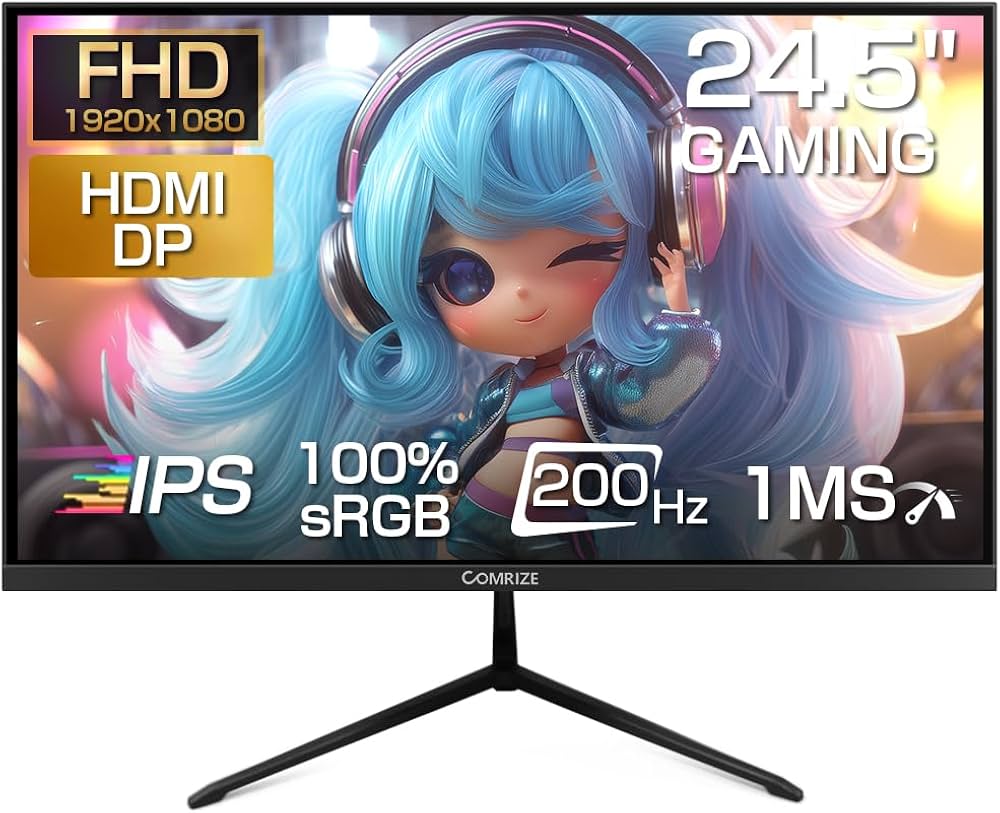 Amazon.co.jp: Comrize モニター 24.5インチ 1080PフルHD 200Hz