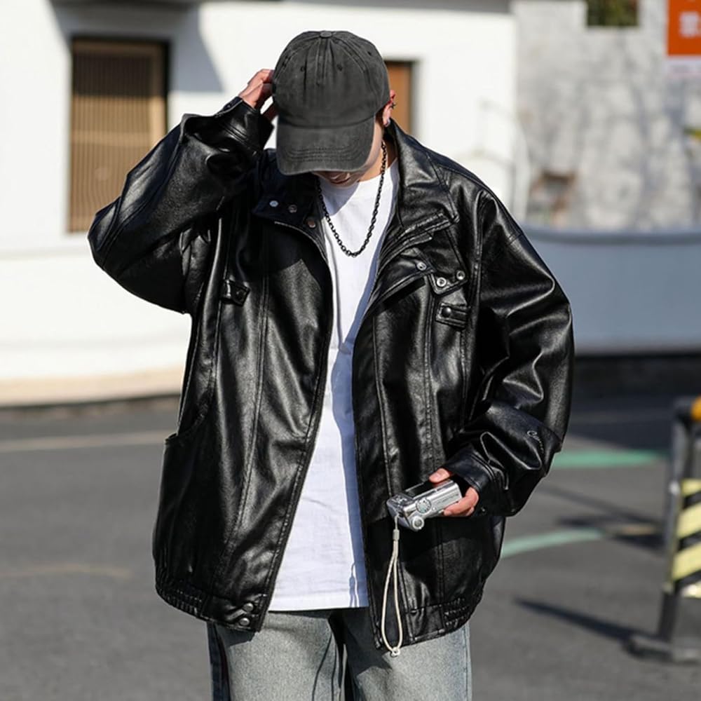 Amazon | [Sakunaca] 黒 レザージャケット 革ジャン バイク メンズ