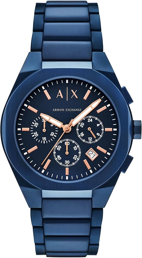 Amazon.com: Armani Exchange A|X Men's Sync Chronograph Watch, Blue