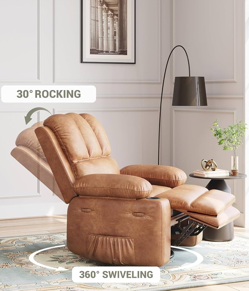 PU Leather Swivel Recliner, 22