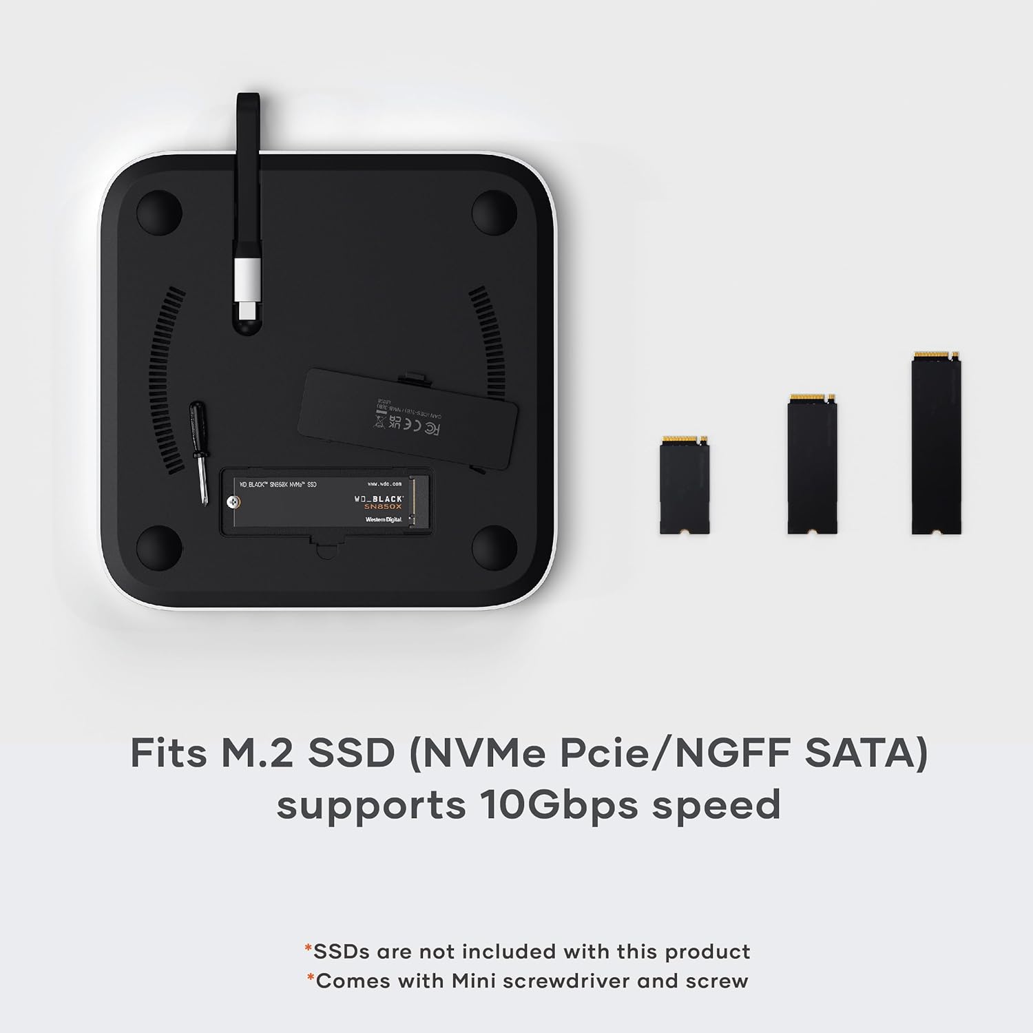 SATECHI Mac Mini Hub & Stand com Gabinete SSD para NVME/SATA M.2,