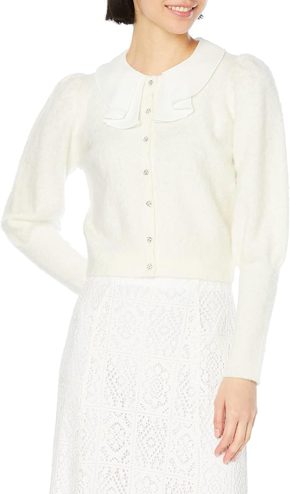 Amazon | [セルフォード] フリルカラー付きビジューカーデ CWNT225059