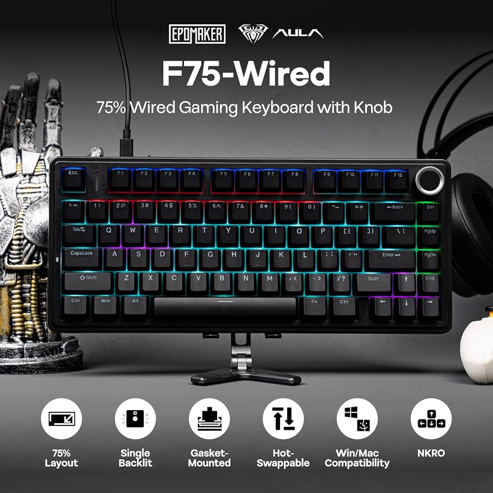 Amazon | EPOMAKER AULA F75 有線 ゲーミングキーボード テンキーレス