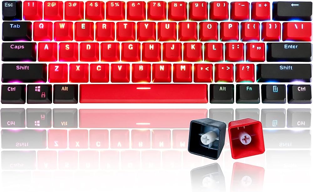 Amazon.co.jp: GTSP 61 レッドキーキャップ 60%キーキャップセット PBT