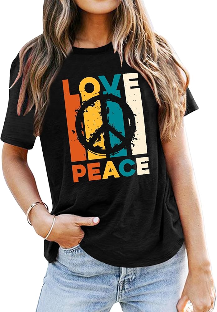 Amazon.com: VVNTY Peace Sign Shirts Women: Hippie 70s Shirt Peace