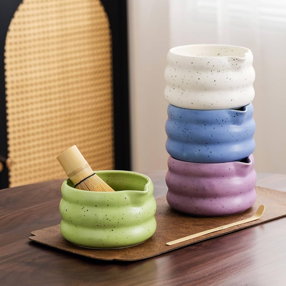 7Pcs Japanese Matcha Tea Set - Matcha Bowl with Pouring Spout