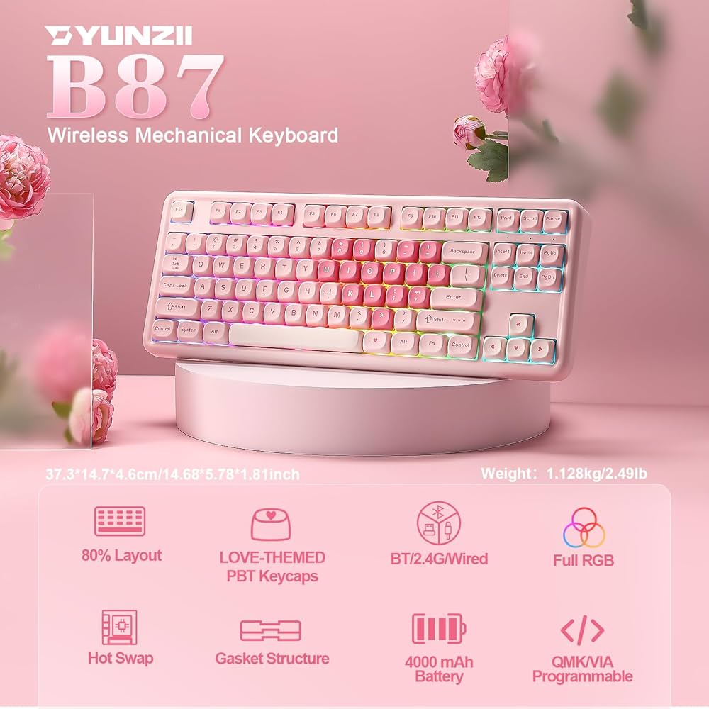 Amazon | YUNZII B87 ワイヤレスメカニカルキーボード ゲーミング
