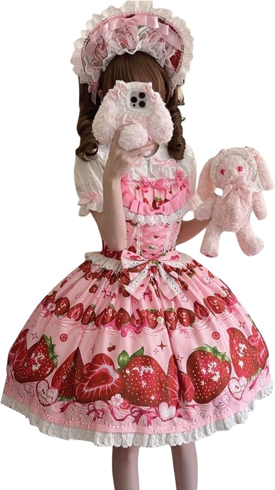 Amazon.co.jp: [トクとユウ] イチゴワンピース ロリータ ジャンパー