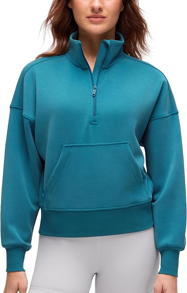CRZ YOGA SoftAura Half Zip Sweatshirt for Women - Pullover Workout