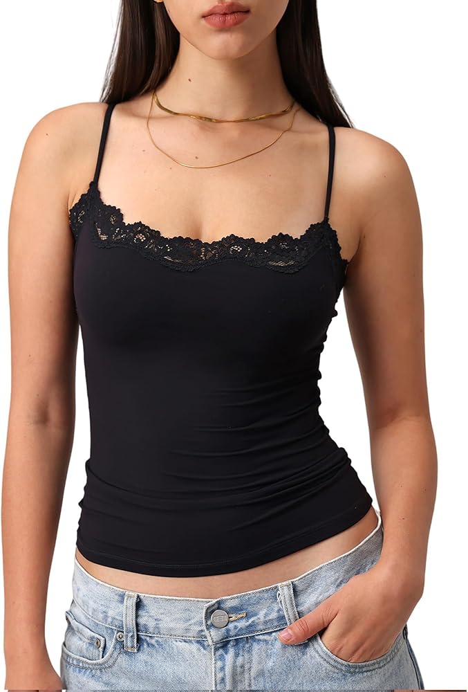 Starrylion Padded Lace Camisole Tops for Women Double Lined Sexy