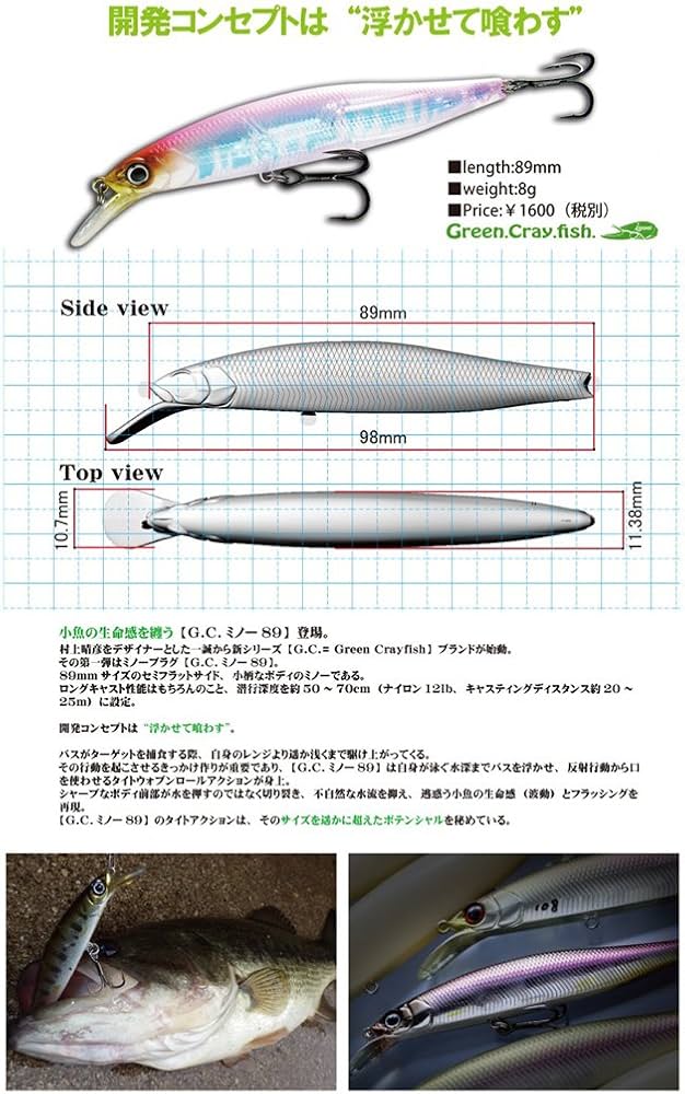 Amazon.co.jp: イッセイ(ISSEI) ミノー G.C.ミノー SP 89mm 8g クリア