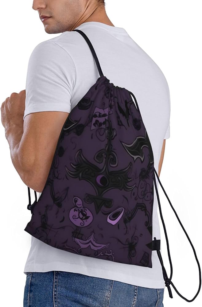 Amazon.com | OUSIKA Purple Black Goth Spooky Drawstring Backpack