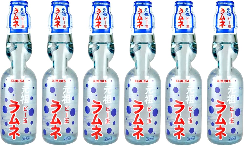 Amazon.co.jp: 元祖ビー玉ラムネ 200ml / 6本入 瓶 木村飲料 : 食品